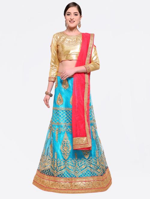 embroidered contrast lehenga - 16428594 - Standard Image - 1