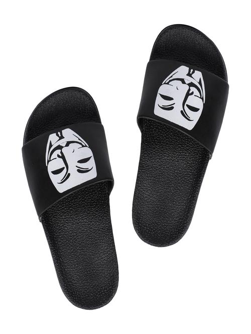 Shoemate black leatherette slip on flip flops - 16430427 - Standard Image - 1