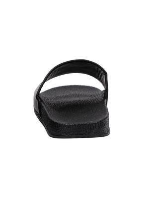 Shoemate black leatherette slip on flip flops - 16430427 - Standard Image - 4