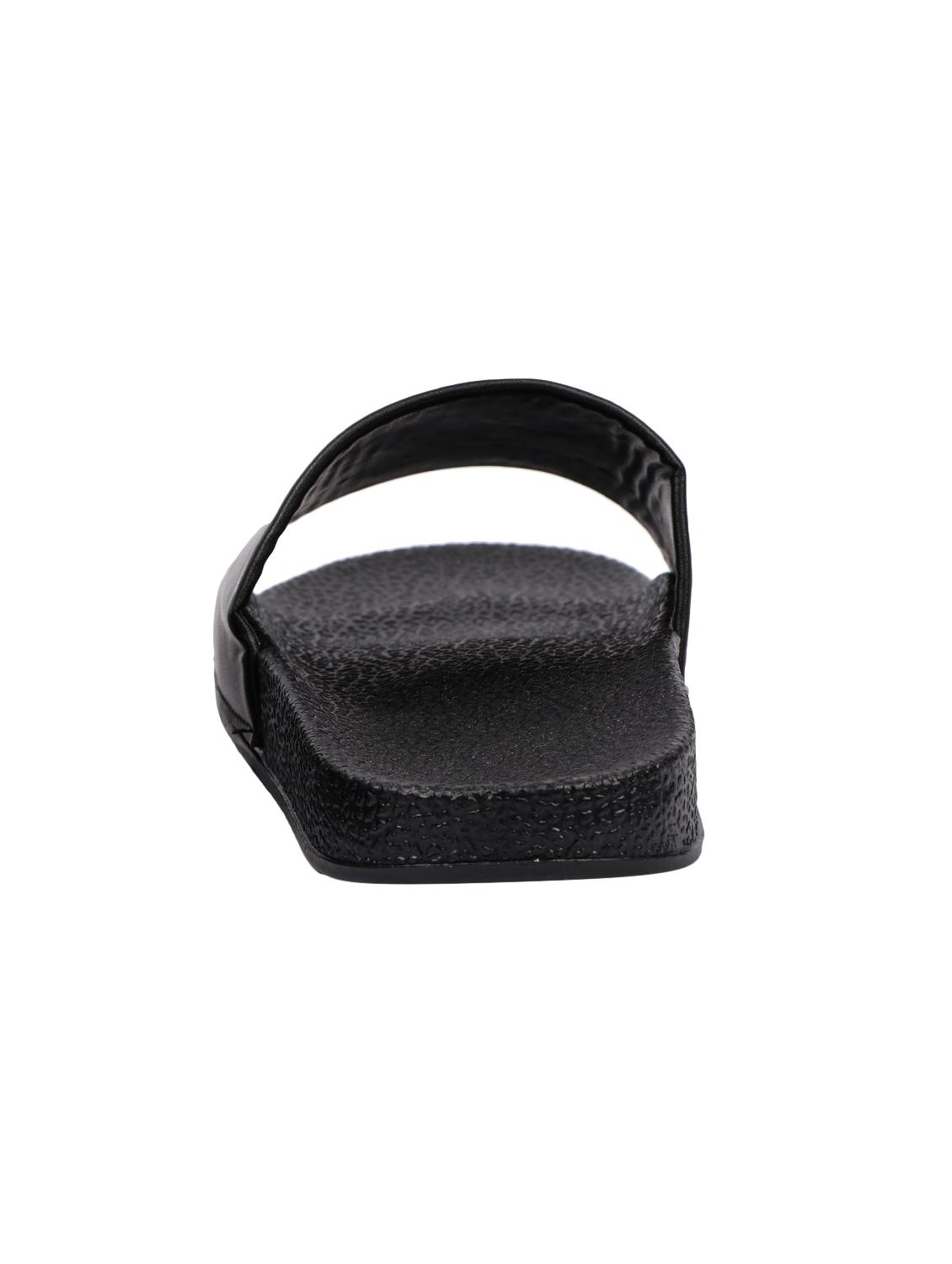Shoemate black leatherette slip on flip flops - 16430427 - Zoom Image - 4
