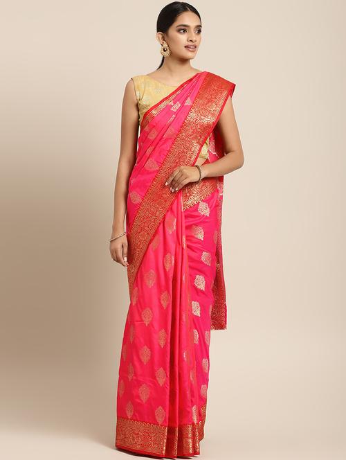 self-design banarasi saree with blouse - 16430703 - Very Small Image - 1