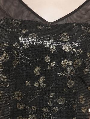 v-neck floral metallic a-line dress - 16430951 - Standard Image - 4