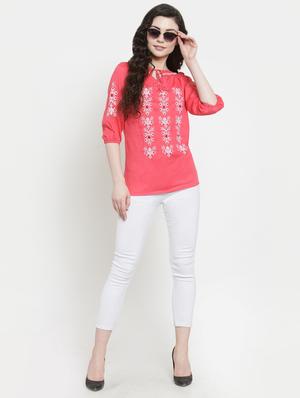 tie knot smocked embroidered top - 16431726 - Standard Image - 4