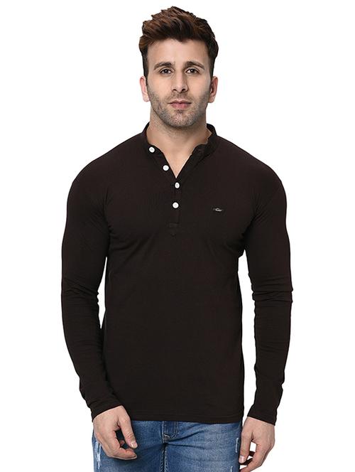 brown solid t-shirt - 16431936 - Standard Image - 1