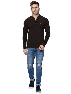 brown solid t-shirt - 16431936 - Standard Image - 4