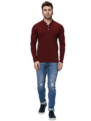 maroon solid t-shirt - 16431938 - Standard Image - 4