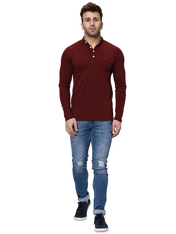maroon solid t-shirt - 16431938 - Zoom Image - 4