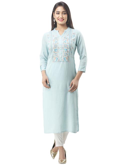 embroidered straight kurta - 16432336 - Standard Image - 1