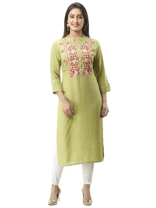 embroidered straight kurta - 16432337 - Standard Image - 1
