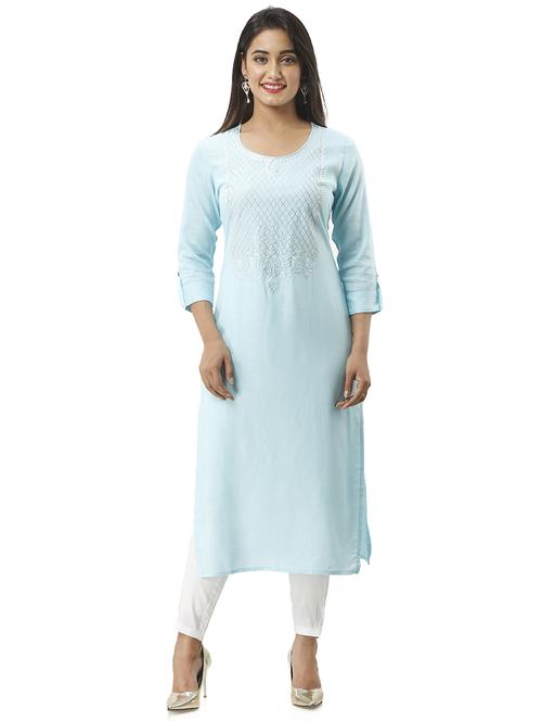 embroidered straight kurta - 16432346 - Standard Image - 1