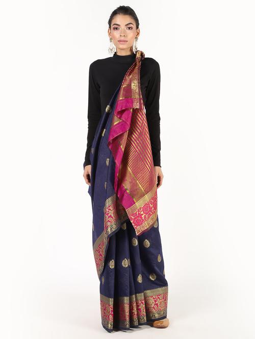 floral handloom saree with blouse - 16435285 - Standard Image - 1