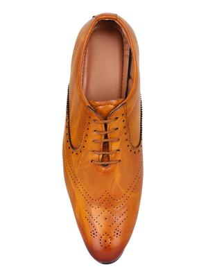 entheronic tan leatherette lace-up brouges - 16436099 - Standard Image - 4