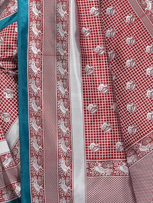 checkered printed bhagalpuri saree with blouse - 16436637 - Standard Image - 4