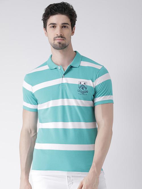 blue striped polo t-shirt - 16438103 - Standard Image - 1