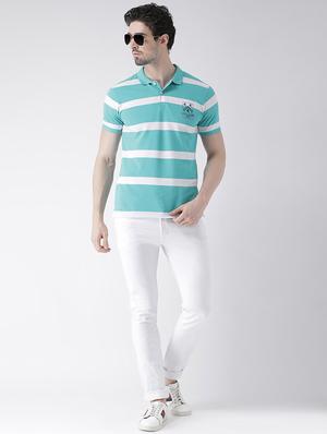 blue striped polo t-shirt - 16438103 - Standard Image - 4