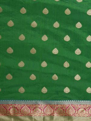 ethnic zari motif woven saree with blouse - 16439094 - Standard Image - 4