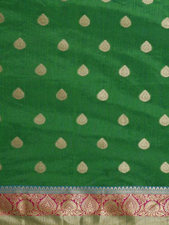 ethnic zari motif woven saree with blouse - 16439094 - Zoom Image - 4