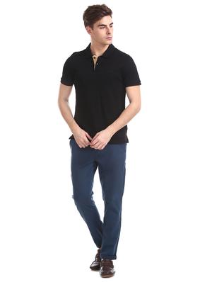 blue solid chinos - 16440096 - Standard Image - 4