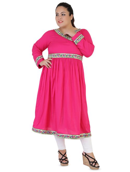 solid a-line kurta - 16440465 - Standard Image - 1