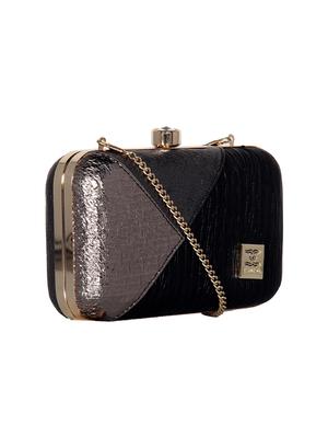 black leatherette (pu) box clutch - 16440957 - Standard Image - 4