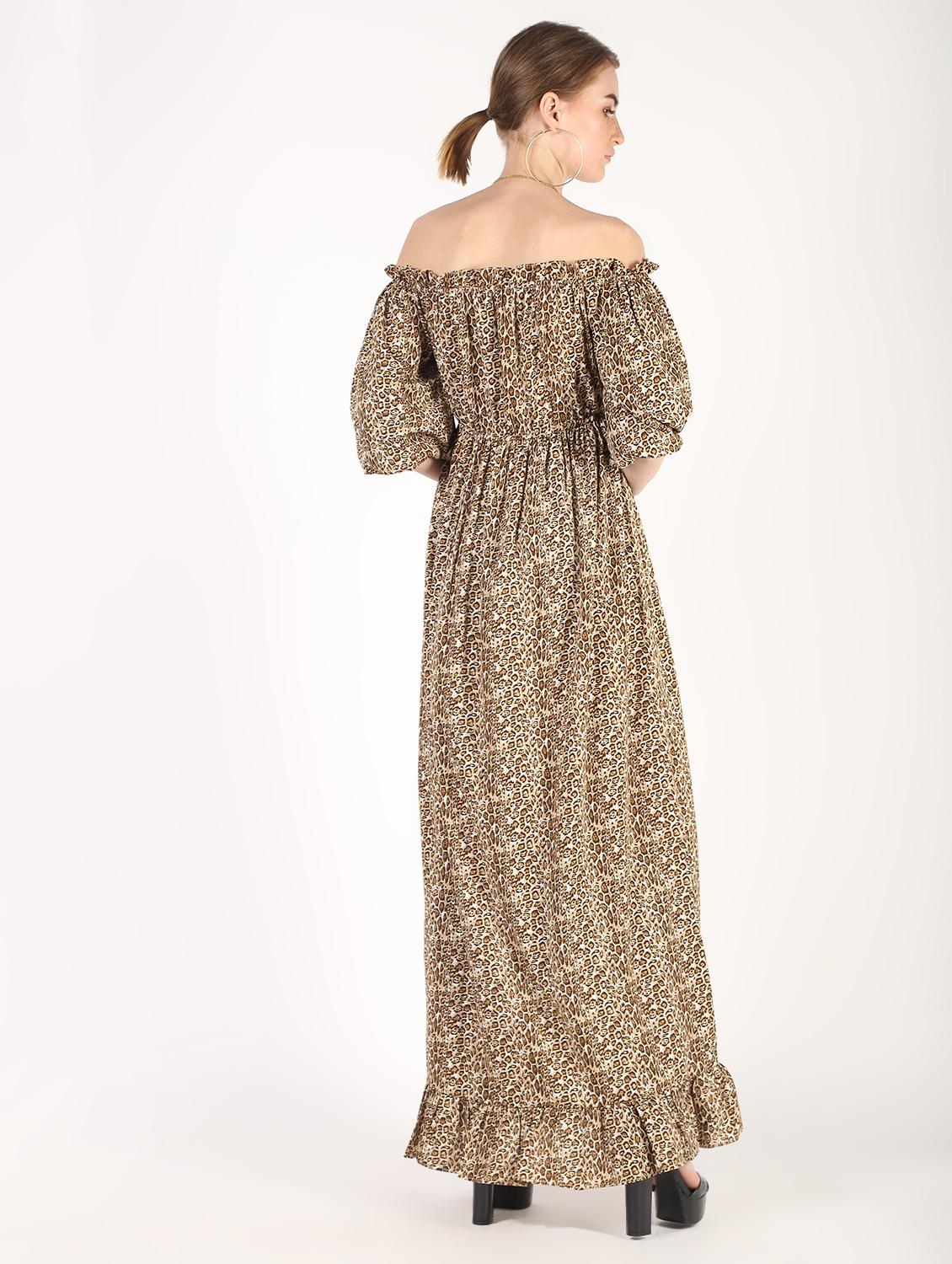 off shoulder animal printed maxi dress - 16441240 - Zoom Image - 4