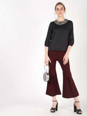 sequins peter pan neck solid top - 16441661 - Standard Image - 4
