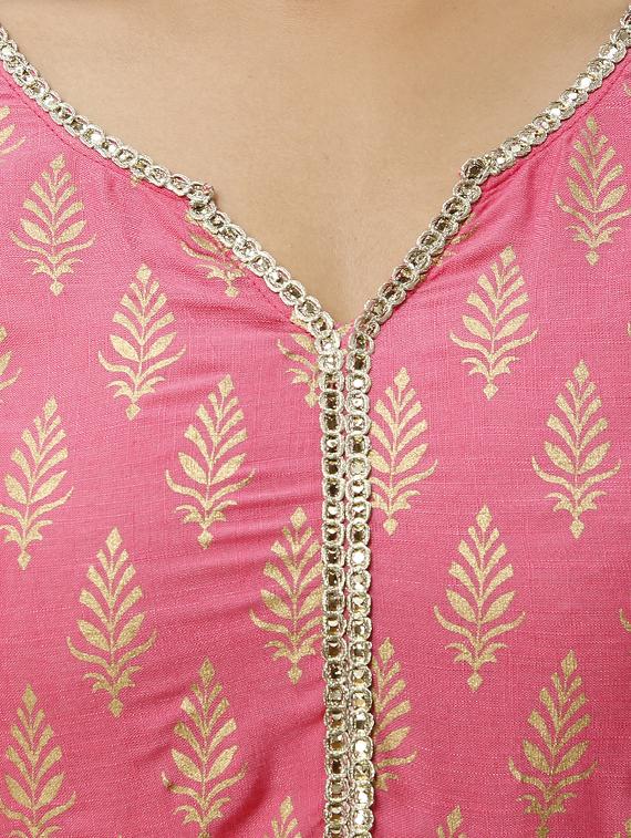 gold foil printed anarkali kurta - 16442130 - Zoom Image - 4