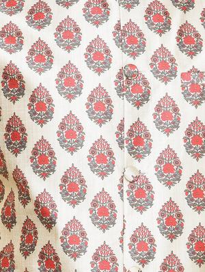 beige solid kurta pyjama set with printed nehru jacket - 16442297 - Standard Image - 4