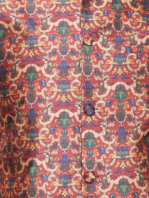 pink solid kurta pyjama set with red printed nehru jacket - 16442315 - Standard Image - 4