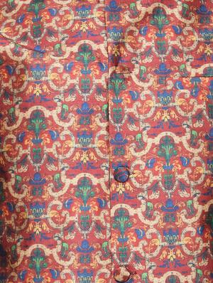 navy blue solid kurta pyjama set with red printed nehru jacket - 16442319 - Standard Image - 4