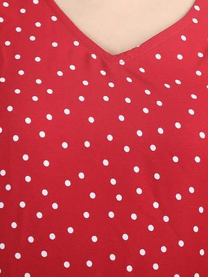v neck polka dots a-line dress - 16442924 - Standard Image - 4