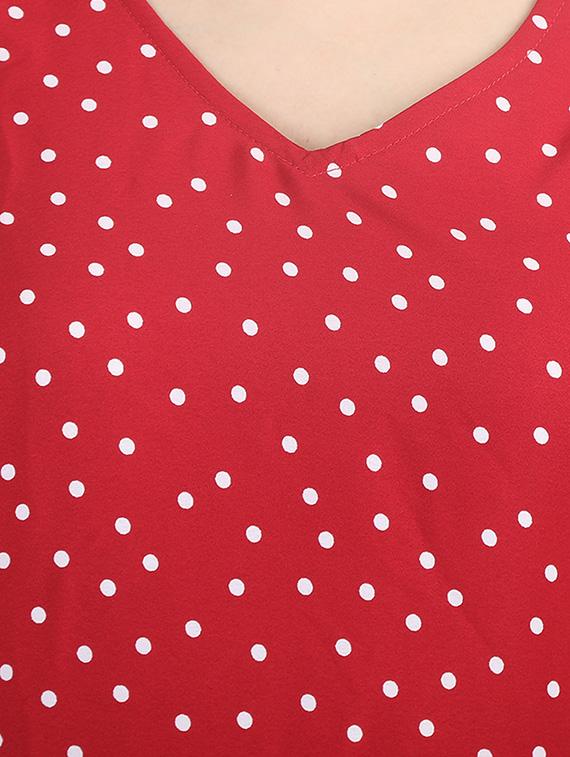 v neck polka dots a-line dress - 16442924 - Zoom Image - 4