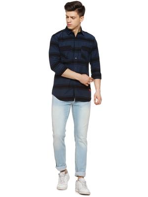 navy blue striped casual shirt - 16442986 - Standard Image - 4
