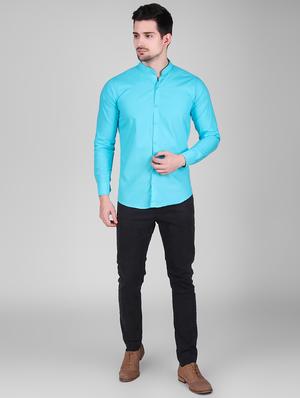 light blue solid casual shirt - 16443070 - Standard Image - 4