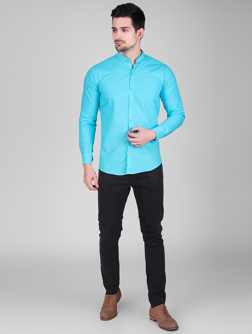 light blue solid casual shirt - 16443070 - Zoom Image - 4