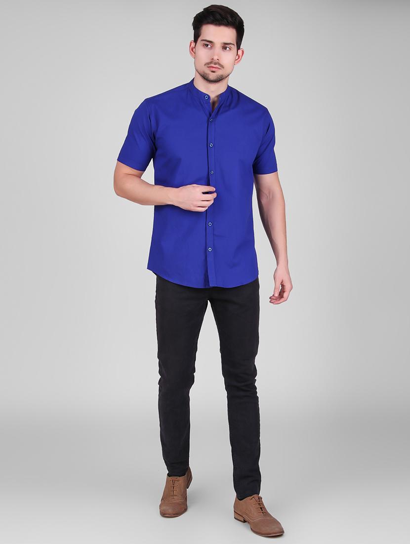 blue solid casual shirt - 16443073 - Zoom Image - 4