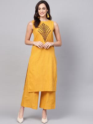 embroidered kurta fusion set - 16444219 - Standard Image - 4