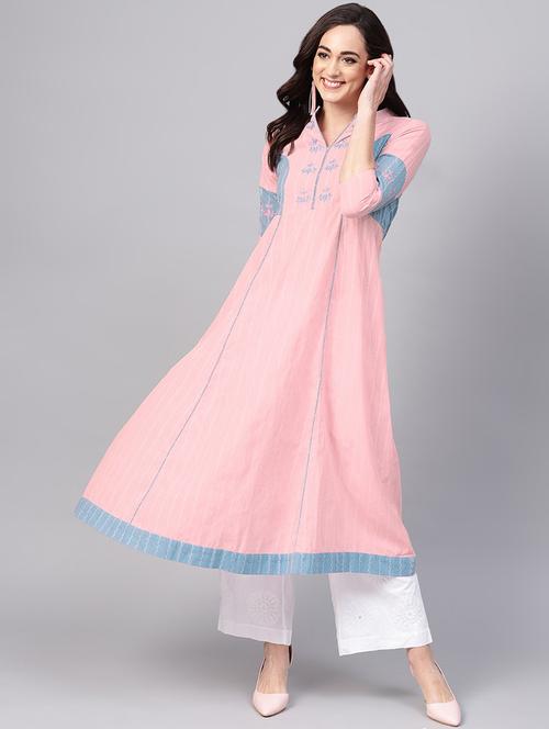 embroidered flared kurta - 16444220 - Standard Image - 1