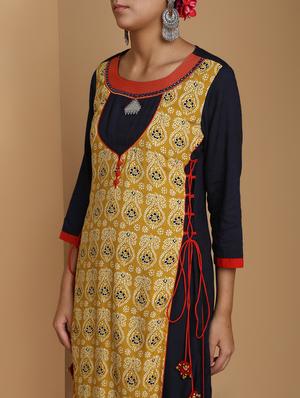 block printed layered kurta - 16444628 - Standard Image - 4