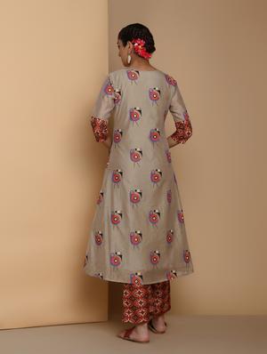 printed kurta with palazzo set - 16445377 - Standard Image - 4