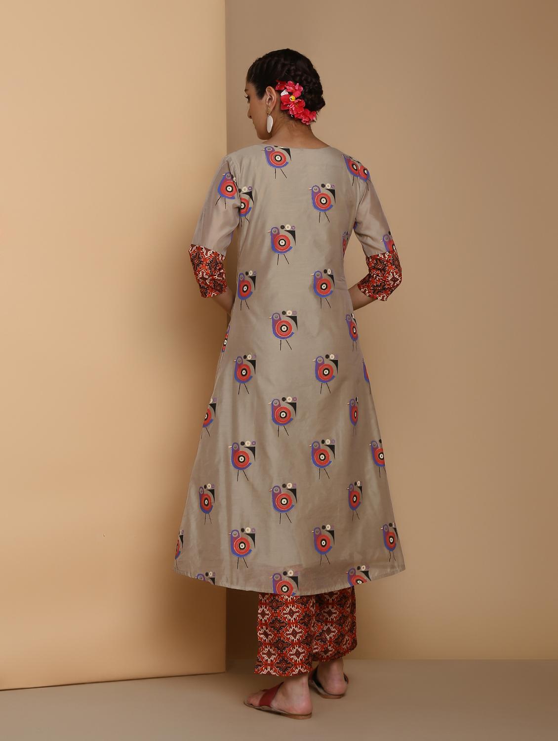 printed kurta with palazzo set - 16445377 - Zoom Image - 4
