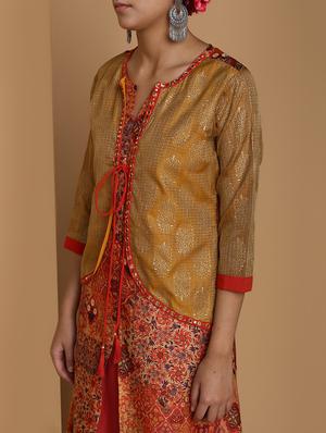 floral printed kurta with jacket - 16445381 - Standard Image - 4