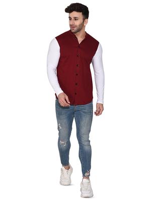 red color block casual shirt - 16446300 - Standard Image - 4