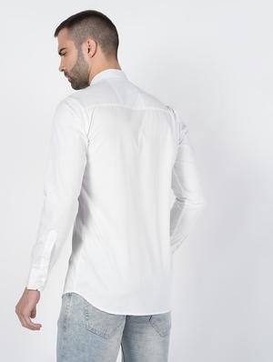 white solid casual shirt - 16448539 - Standard Image - 4
