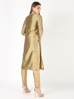gota patti silk blend straight kurta - 16450300 - Standard Image - 4