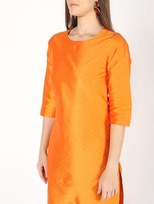 zari work silk blend straight kurta - 16450301 - Standard Image - 4