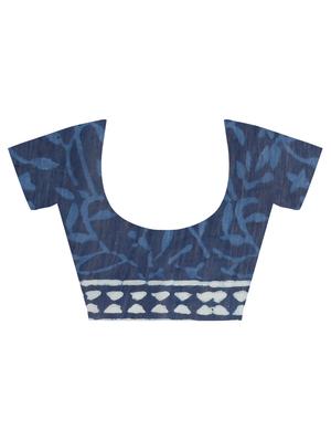indigo printed saree with blouse - 16450391 - Standard Image - 4