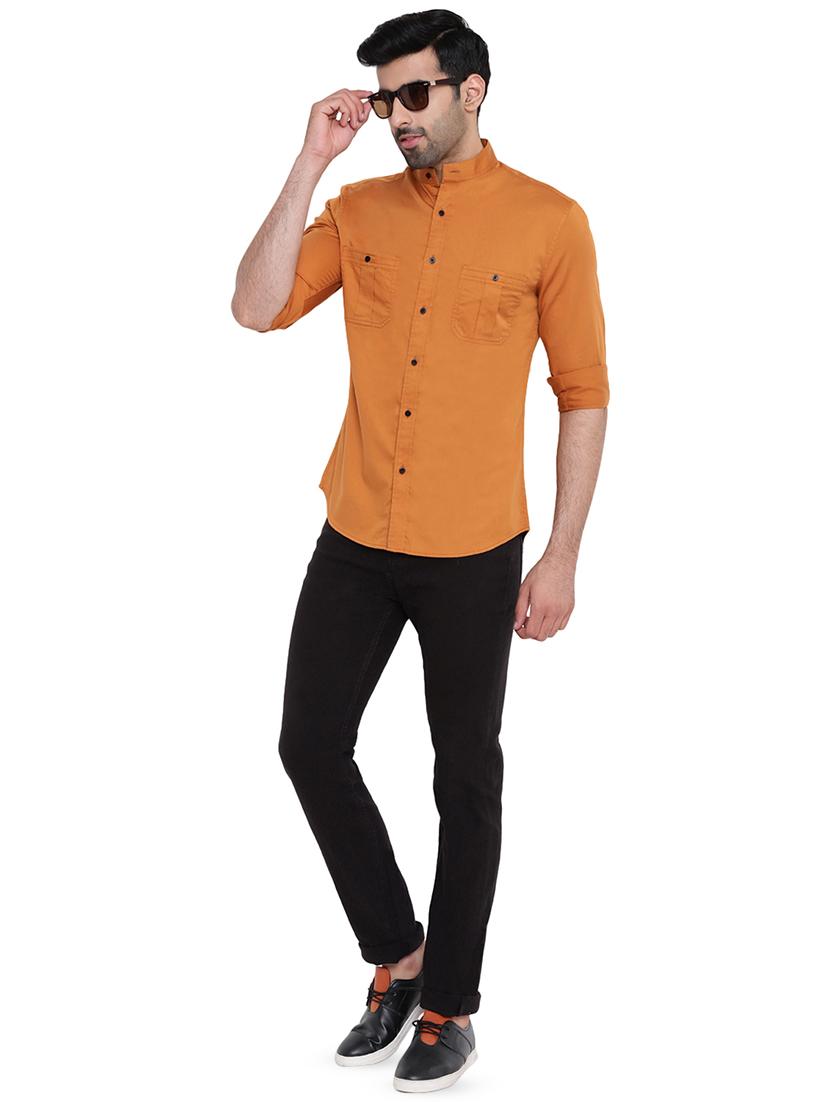 orange solid casual shirt - 16451299 - Zoom Image - 4