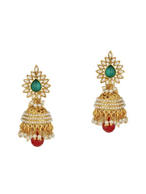 multi colored brass jhumka earring - 16453787 - Standard Image - 1