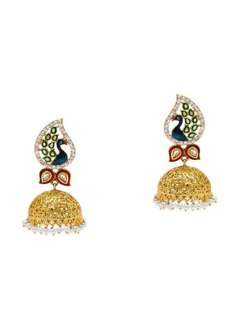 multi colored brass jhumka earring - 16453866 - Standard Image - 1